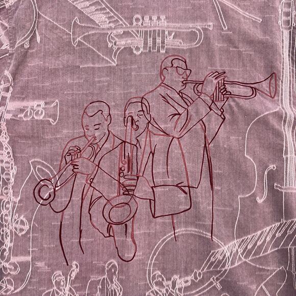 Tori Richard Silk Shirt Mens L Dusty Rose Button Up Short Sleeve Musical Party - Picture 3 of 5